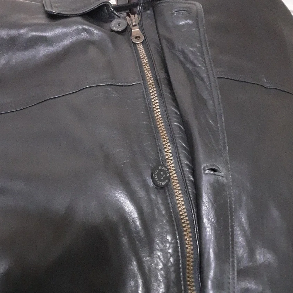 Vintage Boston Outfitters leather jacket barn coat men XL black y2k grandpa